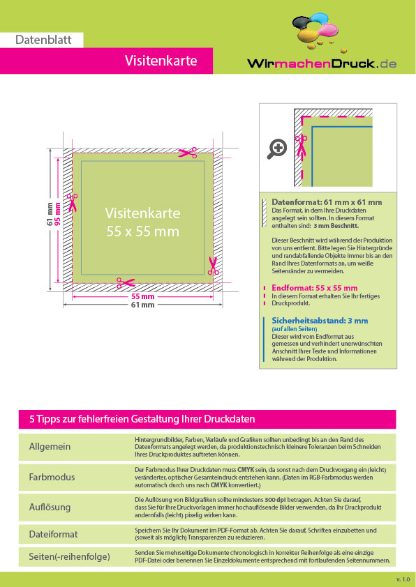 Product Bild multiloft-visitenkarten_quadrat_55_x_55_mm_beidseitig_folienkaschiert_matt_mit_einseitig_partieller_uv-lackierung__4_4_farbig_(beidseitiger_druck)