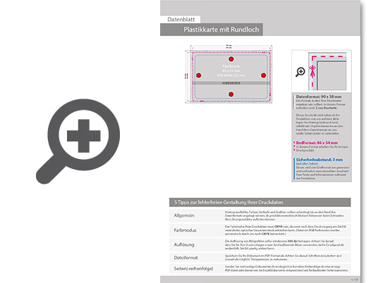 Product Bild plastikkarte_mit_lochung_4_0_farbig_bedruckt_auf_wei__em_hintergrund