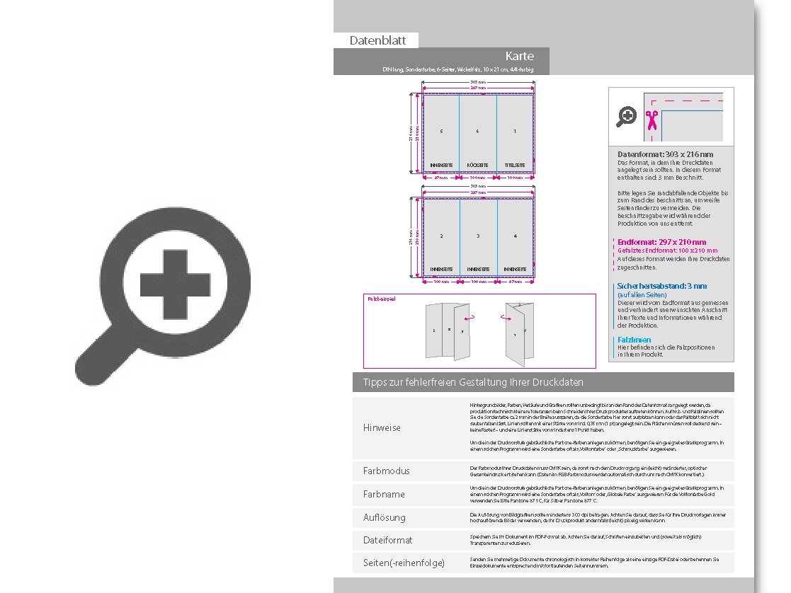 Product Bild hochzeitskarte_din_lang_6-seiter_wickelfalz_4_4_farbig_+_sonderfarbe_silber