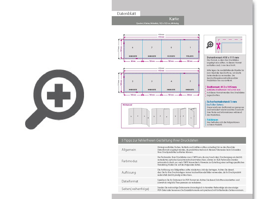Product Bild hochzeitskarte__gefalzt_auf_quadrat_10_5_cm_x_10_5_cm__vertikaler_wickelfalz__8-seitig