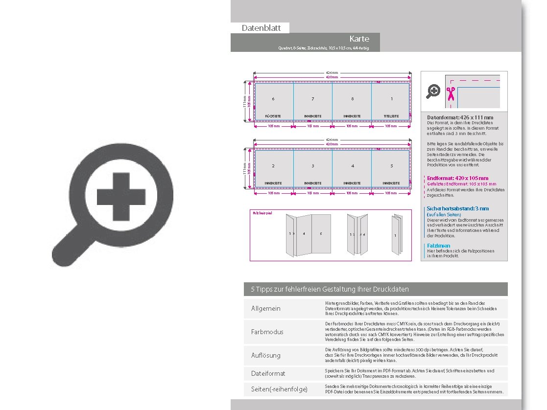 Product Bild hochzeitskarte__gefalzt_auf_quadrat_10_5_cm_x_10_5_cm__vertikaler_zickzackfalz__8-seitig